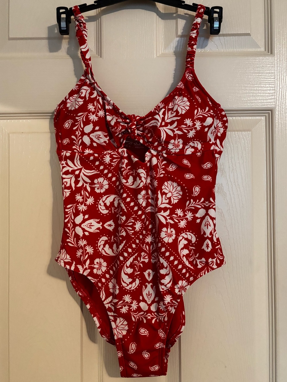 Time and Tru Red and White Floral One-Piece Swimsuit